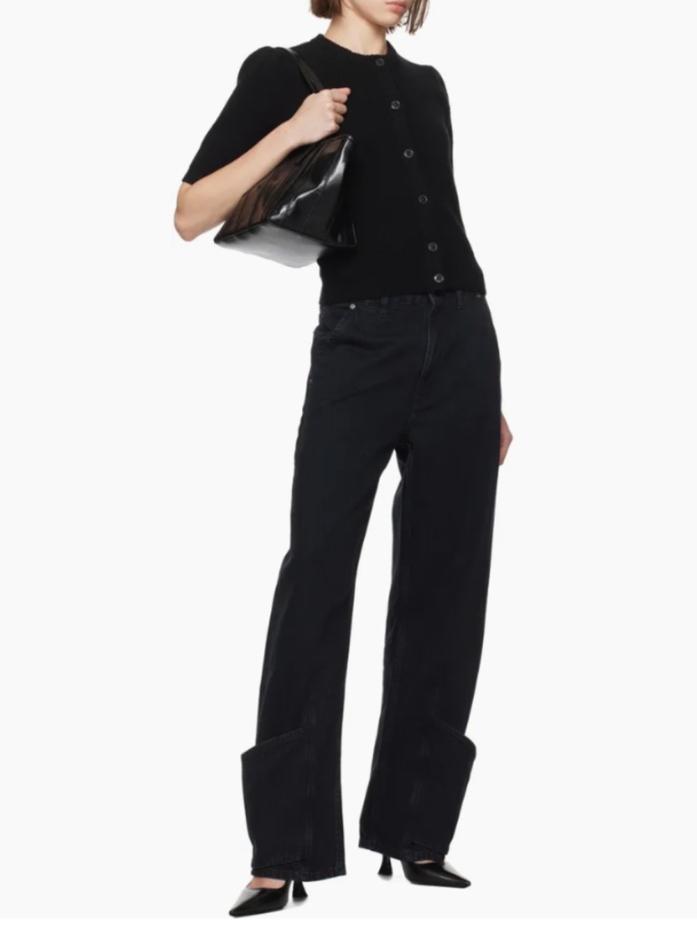Frame 'The Tab' Trouser Jean in Trouble (Black)